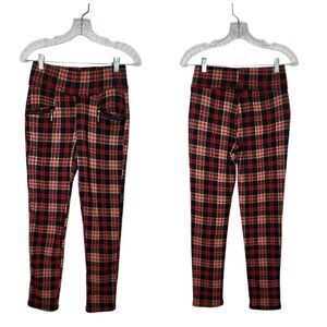 Ellie & Kate Red Plaid Leggings One Size Fit XSmall & Small